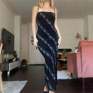 Elegant Black Floral Women's Dress